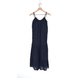 Banana Republic Check Tiered Maxi Dress Blue XS Sleeveless Cotton Gauze Plaid
